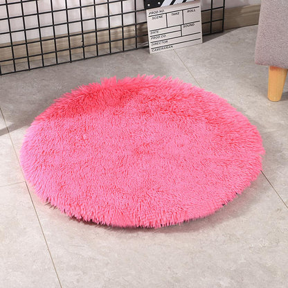 Super Soft Handmade Imitation Fur Round Fluffy Pet Dog Mat