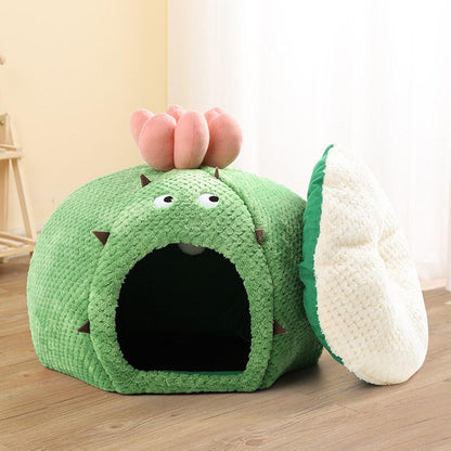Cozy Nook Cave Bed For Dog Cat Cactus Mongolian And Yurt Sofa Calming Warm Plush
