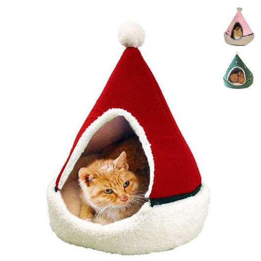 Pet Christmas Cottage Removable and washable yurt cat nesting Bed