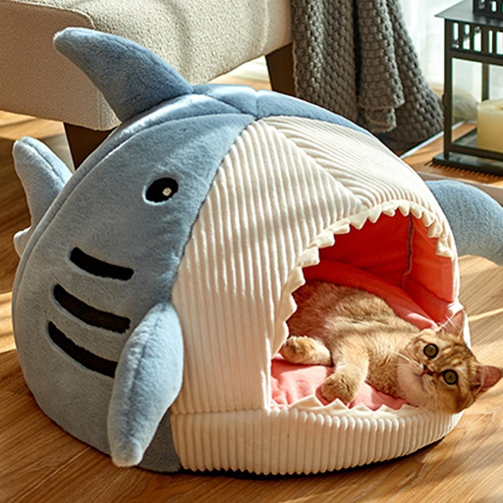 Cozy nook cave beds for dogs cat Nesting Shark Style Self Heating Warm Semi Enclosed