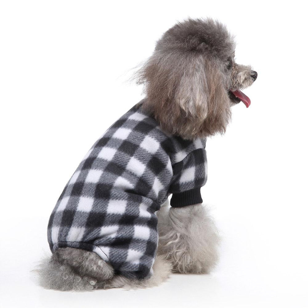 Dog Sweater Plaid Style Pet Cat Winter Warm Clothes Jumpsuits