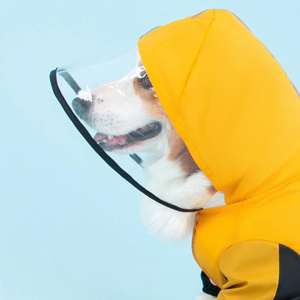 Pet raincoat Full Coverage Stylish Pet Essential Reflective Color Four-Legged Raincoat
