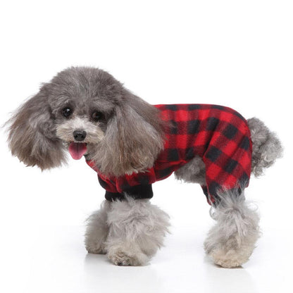 Dog Sweater Plaid Style Pet Cat Winter Warm Clothes Jumpsuits