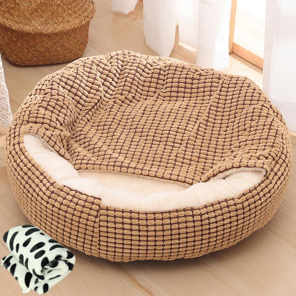 Donuts Cozy Cave Nest Calming Pet Cat Dog Bed Deep Sleep S To XL-Large